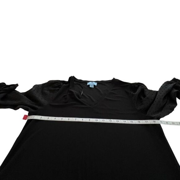 CeCe Black Sheer Swiss Dot Sleeve Blouse - Picture 6 of 10